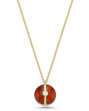 Ecce | Artisan Diamonds Enamelled Mini Diamond Buttons 14K Solid Necklace - Metallic