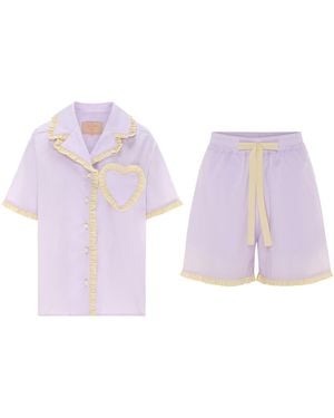 Love Letters X Dolce Violetta Lilac & Lemon Short Pyjama Set - Purple