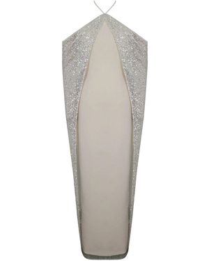 knee length dresses for ladies Miss Circle Women's Palmer Glitter Drop Waist Maxi Dress - Silver main image 1