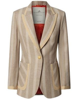 The Extreme Collection Neutrals Camel Linen Tailored Blazer - Natural