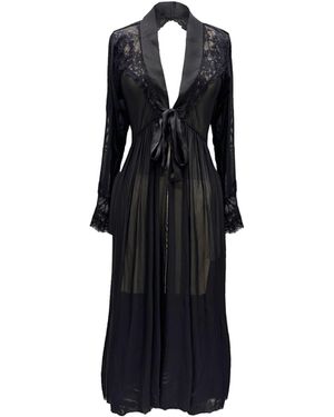 Carol Coelho Terminator Lace, Mesh & Satin Long Draped Back Robe - Black