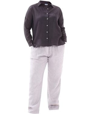 Haris Cotton Plus Knot Waist Pocket Patched Linen Pants - Blue