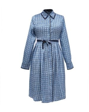 Smart and Joy Geometric Print Shirt Dress - Blue