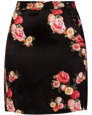 Sophie Cameron Davies Peony Silk Mini Skirt - Black