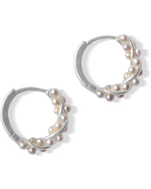 FV Jewellery Perle Twisted Pearl Petite Hoop Earring - Metallic