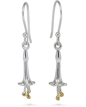 Isla Silver Sterling Flower Dangle Earrings - White