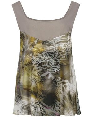 Conquista Animal Print Plus Size A-Line Top - Grey