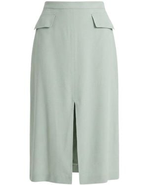 Georgette Mint A-Line Midi Skirt - Green