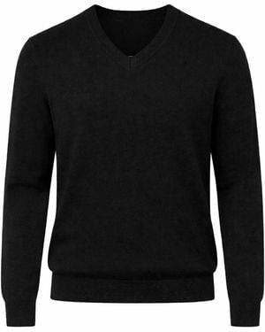 Nuvv Collection V-Neck Merino Wool Jumper – Italian Yarn - Black