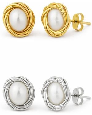 Pearl Code Formal Pearl And Earrings Set - Metallic
