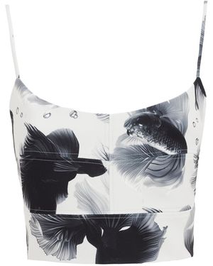 Julia Allert Fashion Printed Crop Cami Top - White