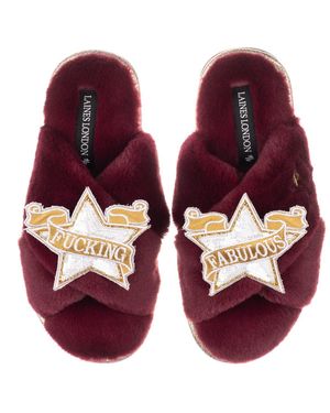 Laines London Classic Laines Slippers With Fucking Fabulous Brooches - Purple