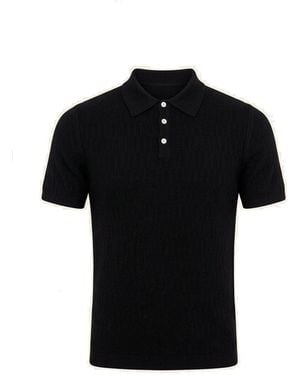 Ron Tomson Short Sleeve Textured Polo Shirt - Black