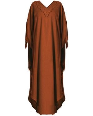 Zhenabia Boho Kaftan Summer Maxi Dress - Brown