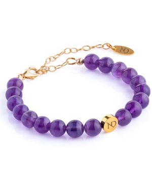 N'damus London Adjustable Amethyst Gemstone Bracelet & Chain - Purple