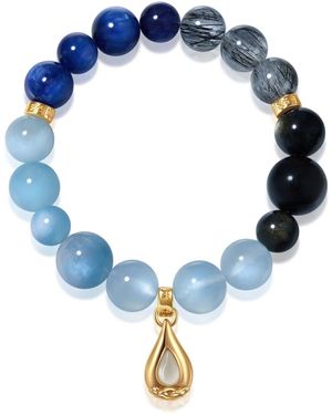 Aurozia Five Elements Water Vermeil Aquamarine Waterdrop Pendant Crystal Bracelet - Blue