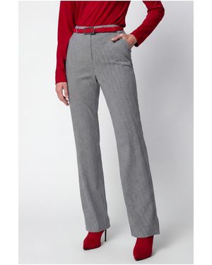 Luna Fashion House Houndstooth Tailored Trousers, Elena - Grey