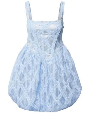 Amy Lynn Lisa Lace Embellished Mini Puffball Dress - Blue
