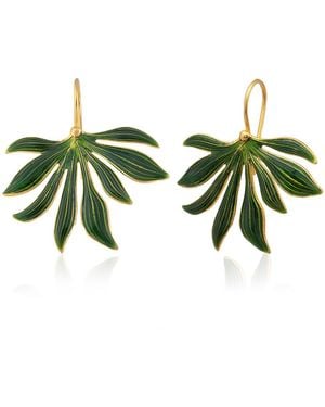 Milou Jewelry Ash Tree Leaf Earrings - Green
