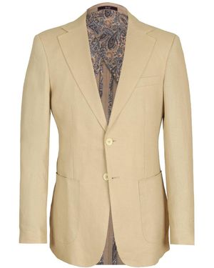DAVID WEJ Neutrals Hugo Linen Single Breasted Blazer - Natural