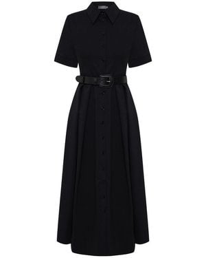 Exquise Lilah Classic Collar Belted Dress - Black