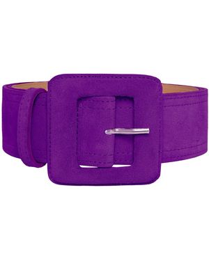 BeltBe Suede Square Buckle Belt - Purple