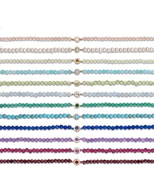 Zohreh Birthstone Beaded Bracelet 9K - White