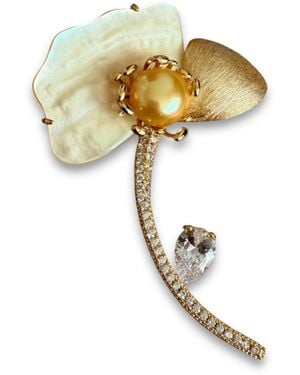 Ninemoo Soleil Golden Pearl Brooch - Metallic