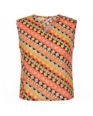 Nooki Design Georgia Geometric Printed Knot Top - Orange