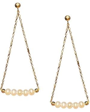 Herself Collections Talia Pearl Drop Earrings - Metallic