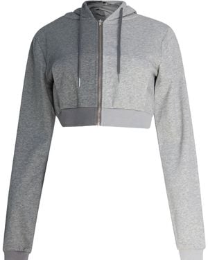 Circular Path Two Tone Crop Hoodie - Gray