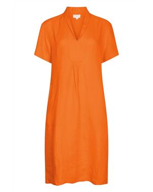 NoLoGo-chic Elodie Short Sleeve Midi Dress Linen - Orange