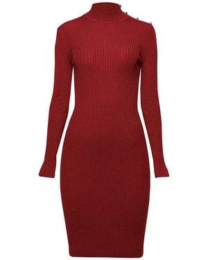 Rumour London Andrea Ribbed Wool Midi Dress - Red