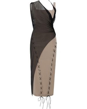 Pcfg Neutrals Bodycon Dress With Tulle - Brown