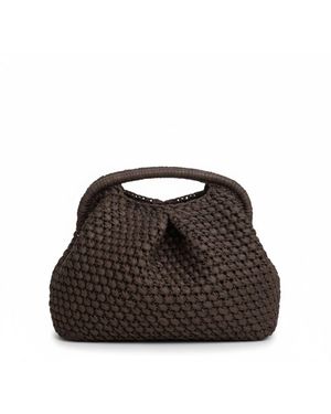 Springmoonatelier Handmade Raffia Top-Handle Bag – - Brown