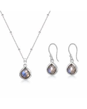 The Jewellery Store London Sterling Pear Shaped Labradorite Jewellery Set - Metallic