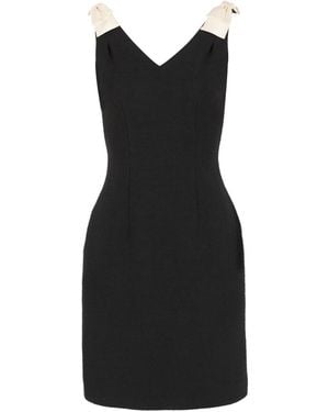 Santinni Elise Wool Dress With Silk Bows - Black