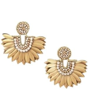 Saachi Beaded Wing Earrings - Metallic