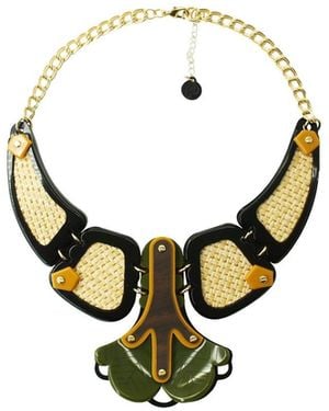 Gissa Bicalho Acrylic Necklace Ybyra Pala Straw - Black