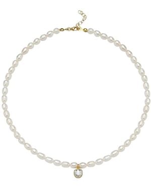 LINYA JEWELLERY Cosmic Big Pearl Zodiac Necklace Birthtone - Metallic