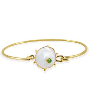 Vintouch Italy Rebel Rebel Pearl & Emerald Cuff Bracelet - Metallic