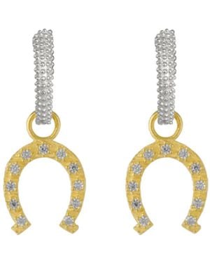 Spero London Hoop Sterling Horseshoe Equestrian Earrings - Metallic