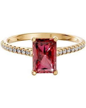 Aya Fine Jewelry Emerald-Cut Ruby And Lab-Diamond Pave Ring - Red