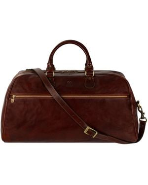 Time Resistance Leather Duffel Bag - Brown