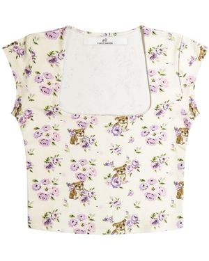 Cloud Haven Rose Bulldog Square Neck Tee - White