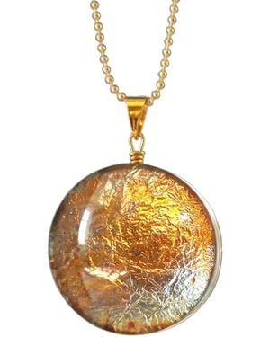 Laura Daili Golden Lunar Glass Pendant - Metallic