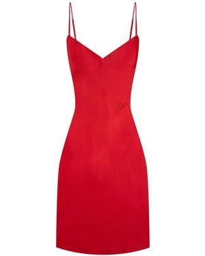 Silkinc Crystal Bias Cut V-Neck Mini Slip Dress - Red