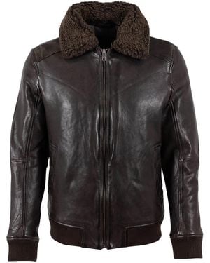 Mauritius Leather Jacket With Shearling Collar Grovig - Black