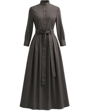 BEIRA Neutrals Marina Dress Long Pleated Shirt Dress - Black