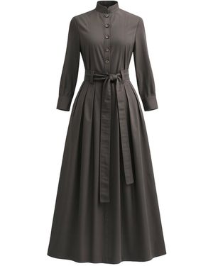 BEIRA Neutrals Marina Dress Long Pleated Shirt Dress - Black